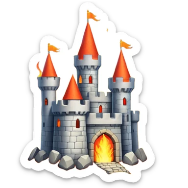 a castle from the game ''heckfire'' burning and the castle has the name NATE below it sticker