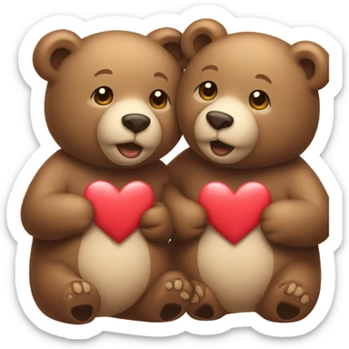 2 bears with hearts sticker