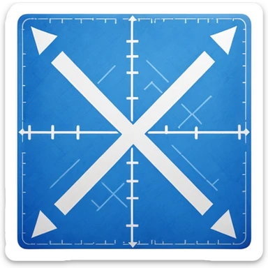 blue blueprint plan with white lines, dotted path, and X mark sticker