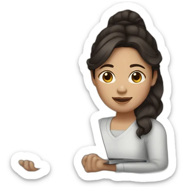 filipina with freckles holding laptop wavy dark brown hair sticker