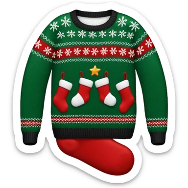 christmas sweater black green stocking sticker