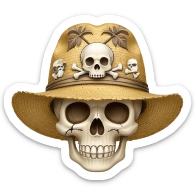 Straw hat with skull  sticker
