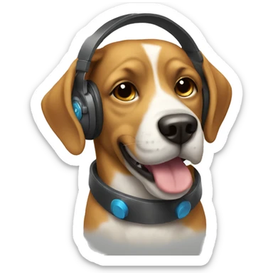 Dog with headphones sticker