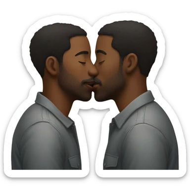 two black men kissing each others lips  sticker