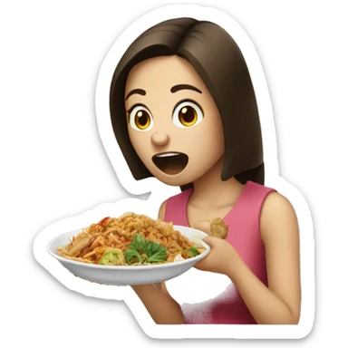 Brunette girl eating bad Thai food  sticker