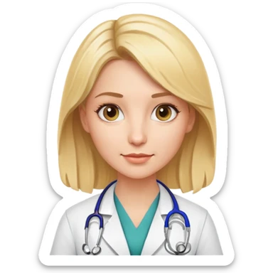 blonde woman doctor with stethoscope sticker