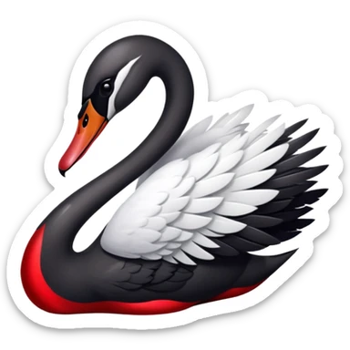 black and red shiny weeping swan sticker