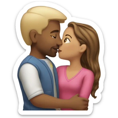 Puerto rican beard short brown hair and blond long hair girl kissing  sticker