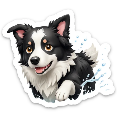 Black and white border collie swimming sticker