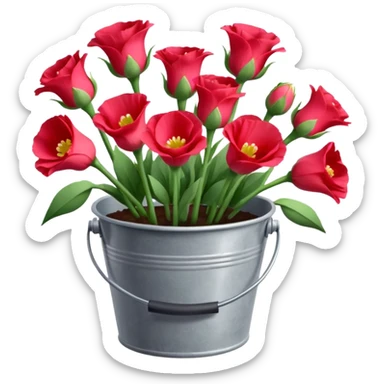 Beautiful light red flower bucket Eustoma sticker