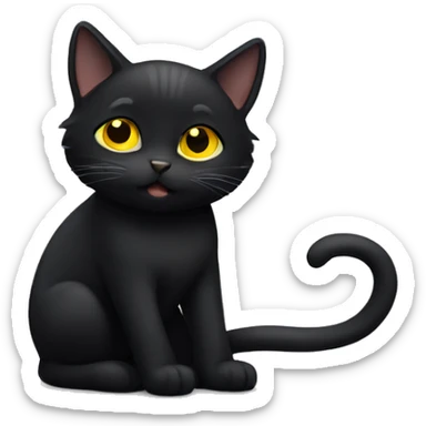 Black cute cat with yellow eyes sticker
