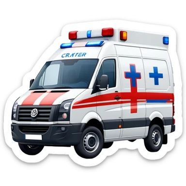 Volkswagen crafter 2013 years ambulance with blue light and red stripes and crosses on the sides sticker