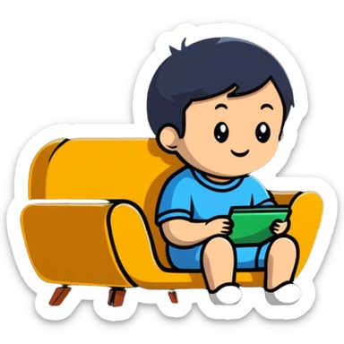 cute child sitting and watching cartoons on TV sticker