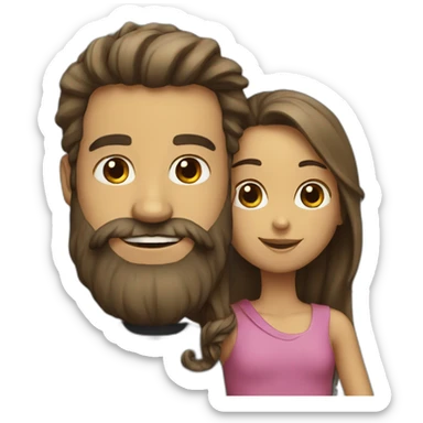 man with beard with girl sticker