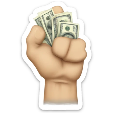 fist holding cash in the fist sticker