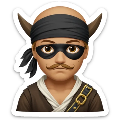 pirate with black eyepatch covering one eye and that eye not showing sticker