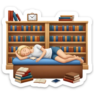 books scattered full body over it closed eyes  sticker