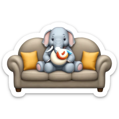 Please generate an emoji of An elephant is sitting on the sofa sticker