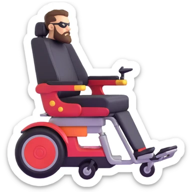 sleek superhero vehicle with hairy exterior, beard-fiber wheels, barber chair cockpit sticker