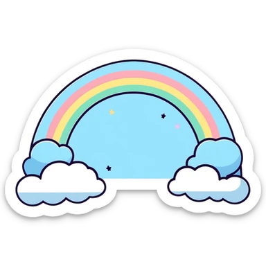 dreamy pastel blue rainbow with stars sticker