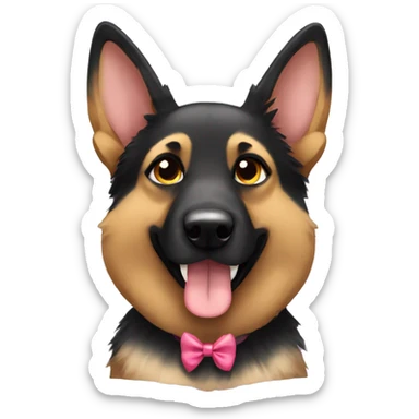 Girl German shepherd dog with bow  sticker