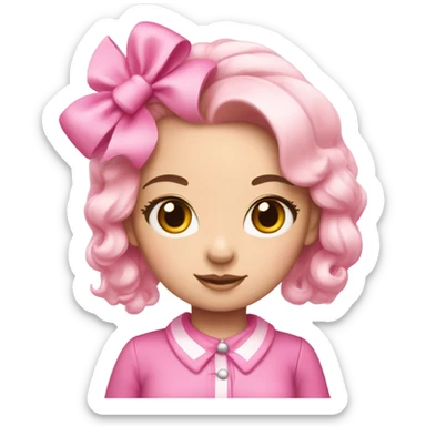 Browskin girl, pink asthetic, hello kitty bow sticker