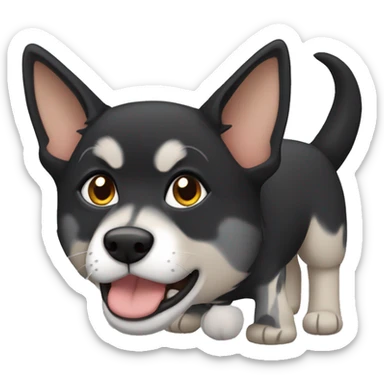 Black adult shepard dog with grey tabby cat  sticker