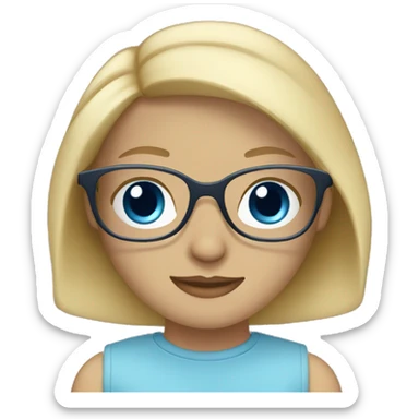 Person,blonde, clear glasses, blue eyes, pretty  sticker