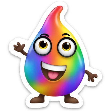 Rainbow poop emoji dancing  sticker