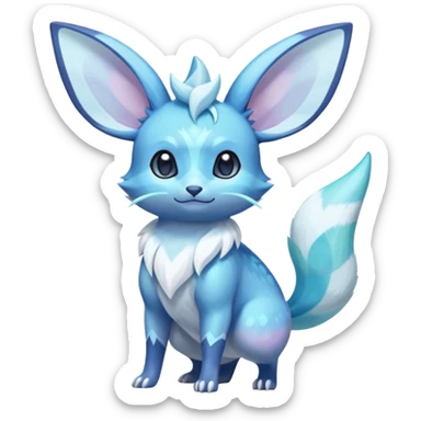 Shiny Pastel Colorful Iridescent Exotic Minccino-Aurorus-Glaceon-Fakémon-hybrid-creature (full body)  sticker