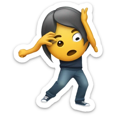 Dabbing emoji with really long arms sticker