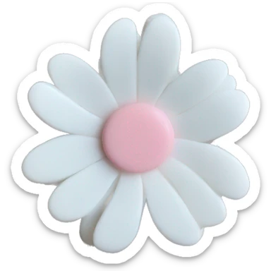 White trendy flower hair clip whith soft pink in the middle sticker