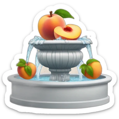 A fountain coming out of a peach sticker