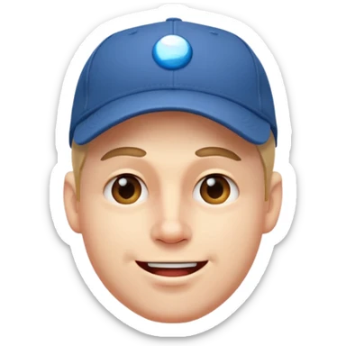 white guy with a baseball cap, winking sticker
