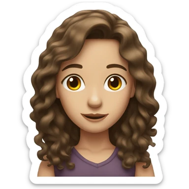 Pretty brunette girl long wavy hair sticker