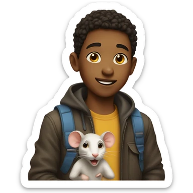 boy with a rat  sticker