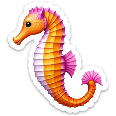Pinkorangewhite seahorse sticker