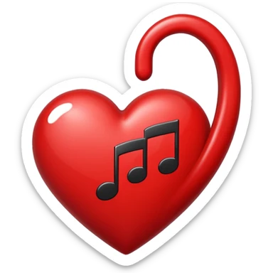 heart with a dark music note sticker
