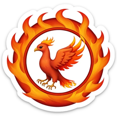 Name text of " Emberborn " An object of fire, circle and Phoenix sticker