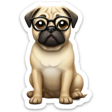 pug with glasses sticker