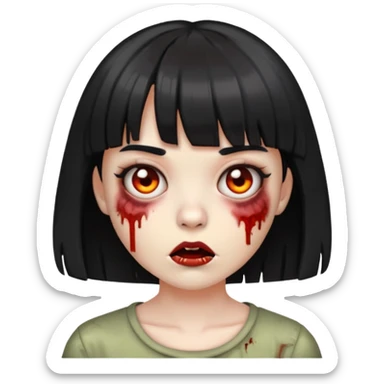 zombie emoji girl with short black hair with bangs sticker
