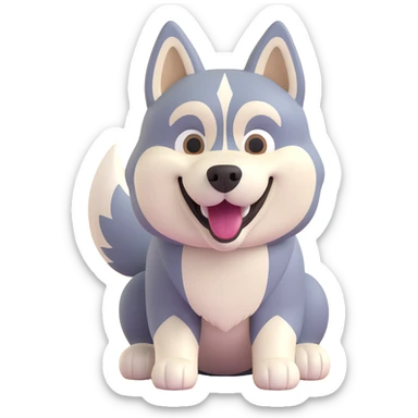 happy light cinnamon colored husky dog, pale tan sticker