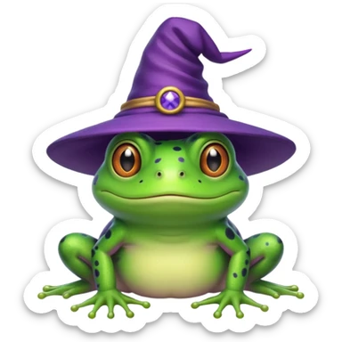 frog wear purple wicth hat sticker