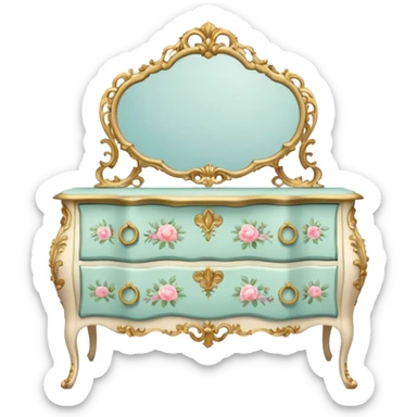 vintage rococo dainty floral dresser sticker