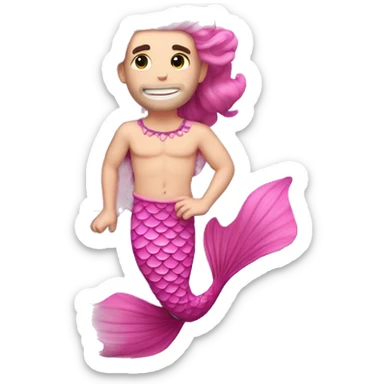 merman with pink sowrd sticker