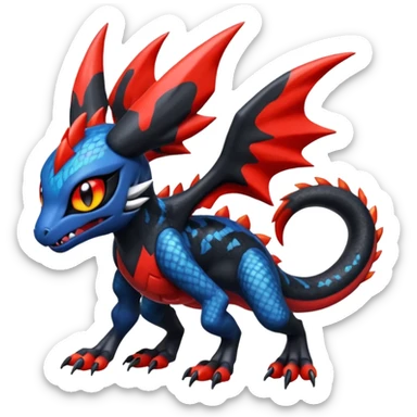 Colorful Cool Badass  Meloetta-Litten-Salandit-Guilmon-Darkrai-Pokémon-Fakémon-fusion-hybrid-creature sticker
