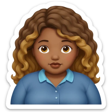 chubby girl with dusky skin tone and wavy hairs sticker