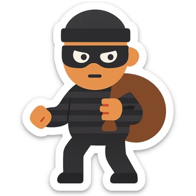 flat toon style robber with simple shapes and mask sticker