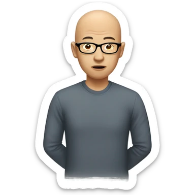  a bald Asian man, in glasses, very confused about something sticker