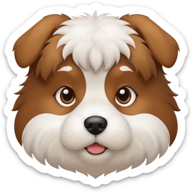 cute brown and white dog with a thinking face sticker